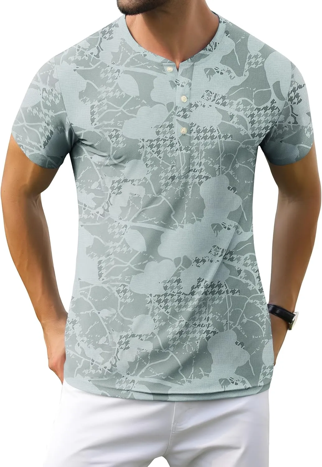 PEGENO Men's Henley Shirts Short Sleeve Moisture Wicking Quick Dry Casual Workout Athletic Golf Shirts