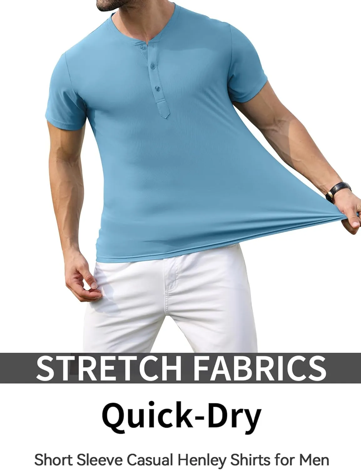PEGENO Men's Henley Shirts Short Sleeve Moisture Wicking Quick Dry Casual Workout Athletic Golf Shirts