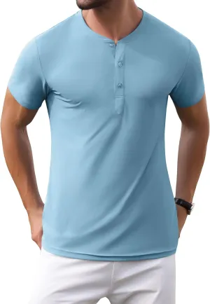 PEGENO Men's Henley Shirts Short Sleeve Moisture Wicking Quick Dry Casual Workout Athletic Golf Shirts