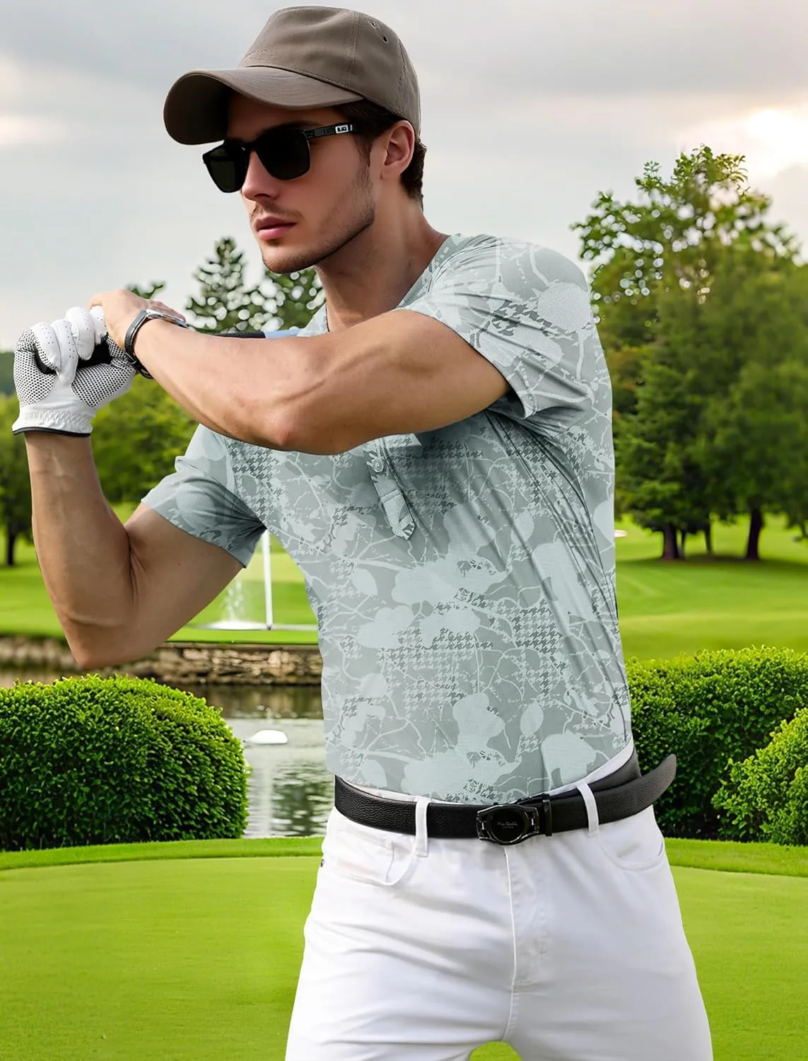 PEGENO Men's Henley Shirts Short Sleeve Moisture Wicking Quick Dry Casual Workout Athletic Golf Shirts