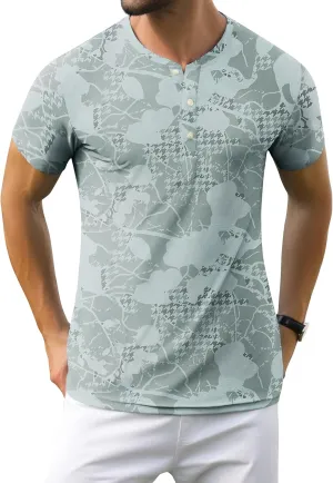 PEGENO Men's Henley Shirts Short Sleeve Moisture Wicking Quick Dry Casual Workout Athletic Golf Shirts