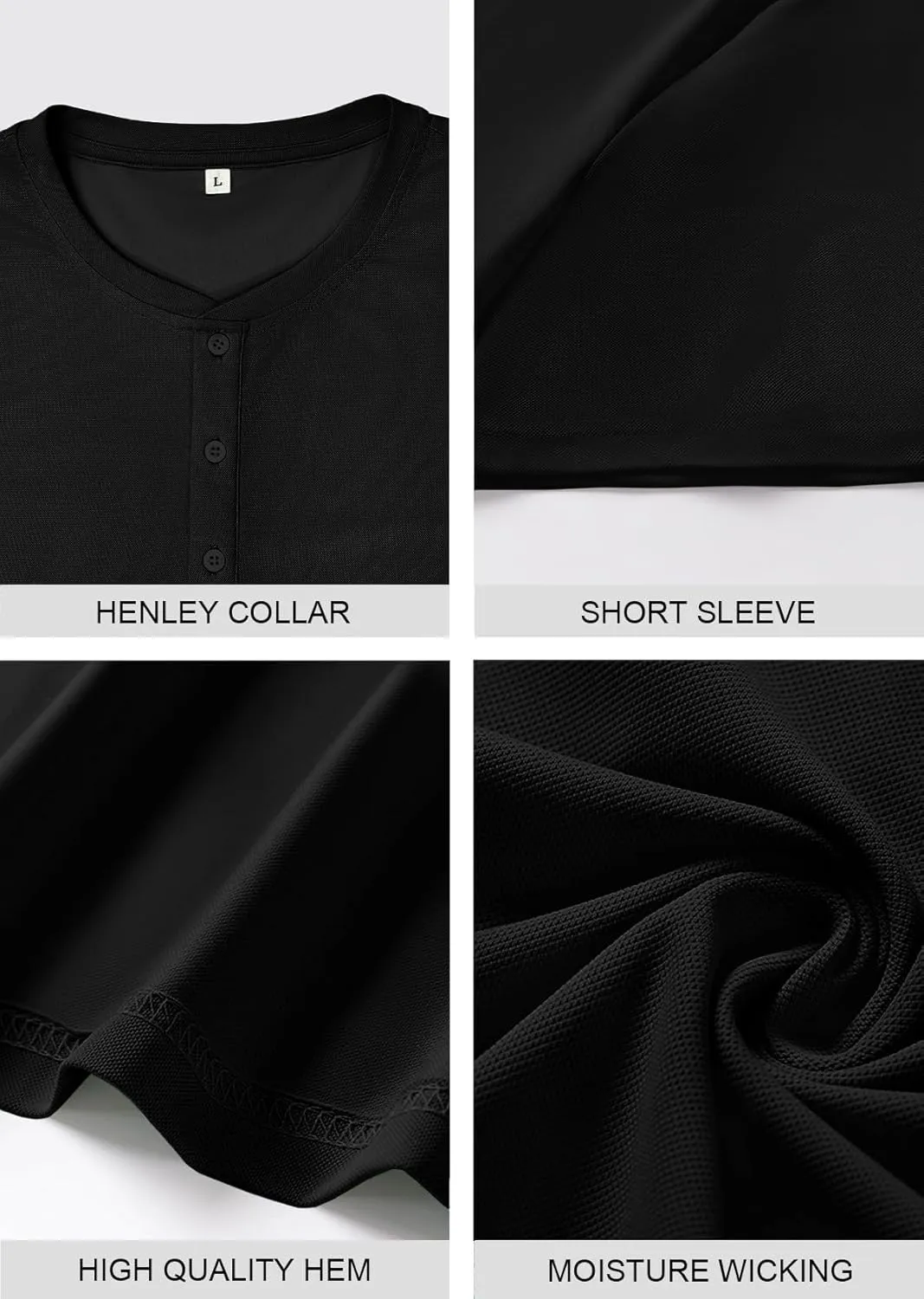 PEGENO Men's Henley Shirts Short Sleeve Moisture Wicking Quick Dry Casual Workout Athletic Golf Shirts