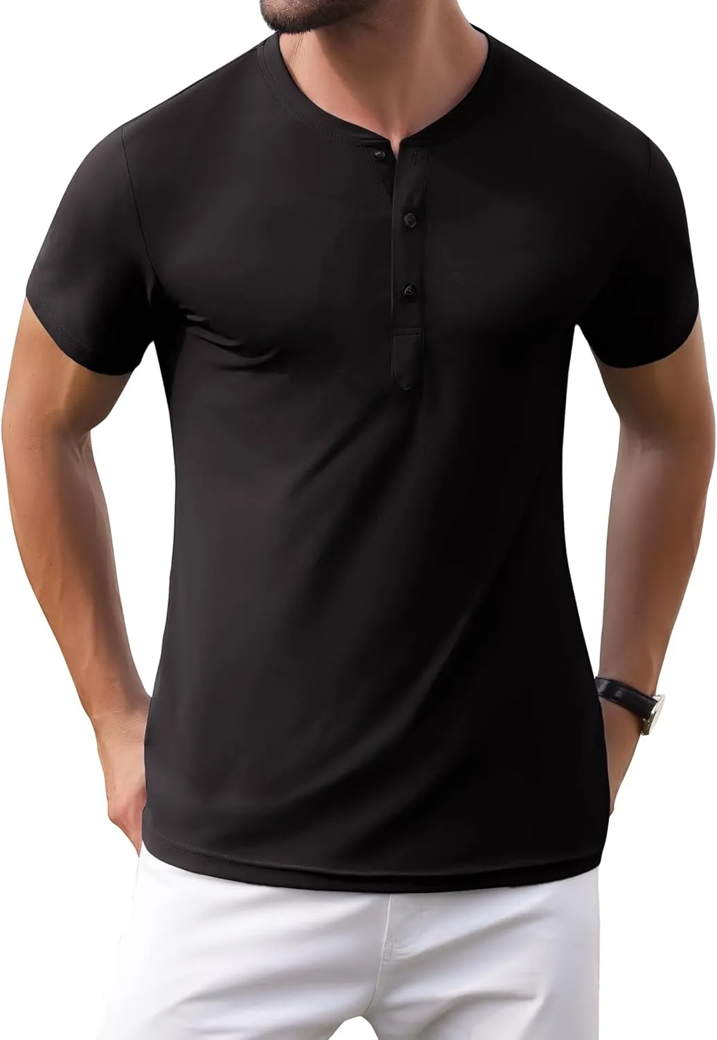 PEGENO Men's Henley Shirts Short Sleeve Moisture Wicking Quick Dry Casual Workout Athletic Golf Shirts
