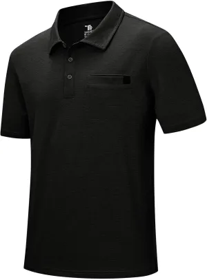 Rdruko Men's Polo Shirts Short Sleeve Dry Fit Golf Shirt with Pocket Collared Tee Shirts Athletic Casual
