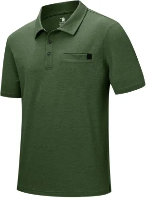Rdruko Men's Polo Shirts Short Sleeve Dry Fit Golf Shirt with Pocket Collared Tee Shirts Athletic Casual