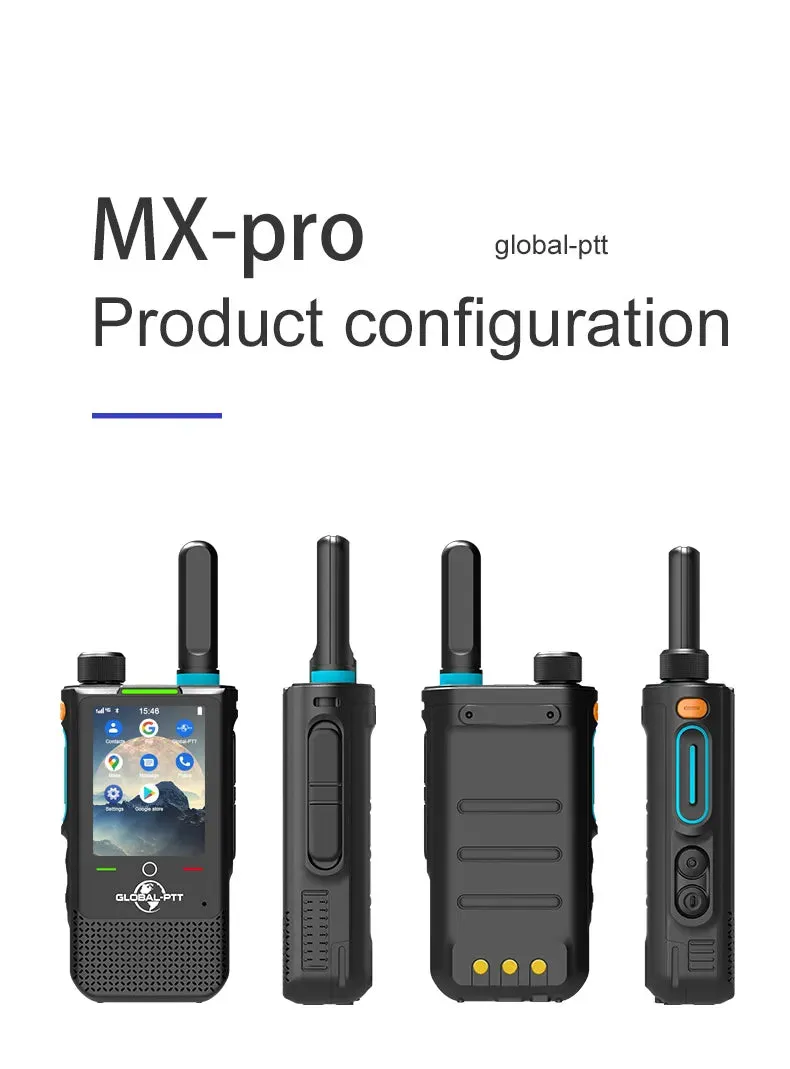 Smartphone android global-ptt MXpro walkie talkie radio mobile Cell phone zello long range Portable poc touch screen wifi GPS