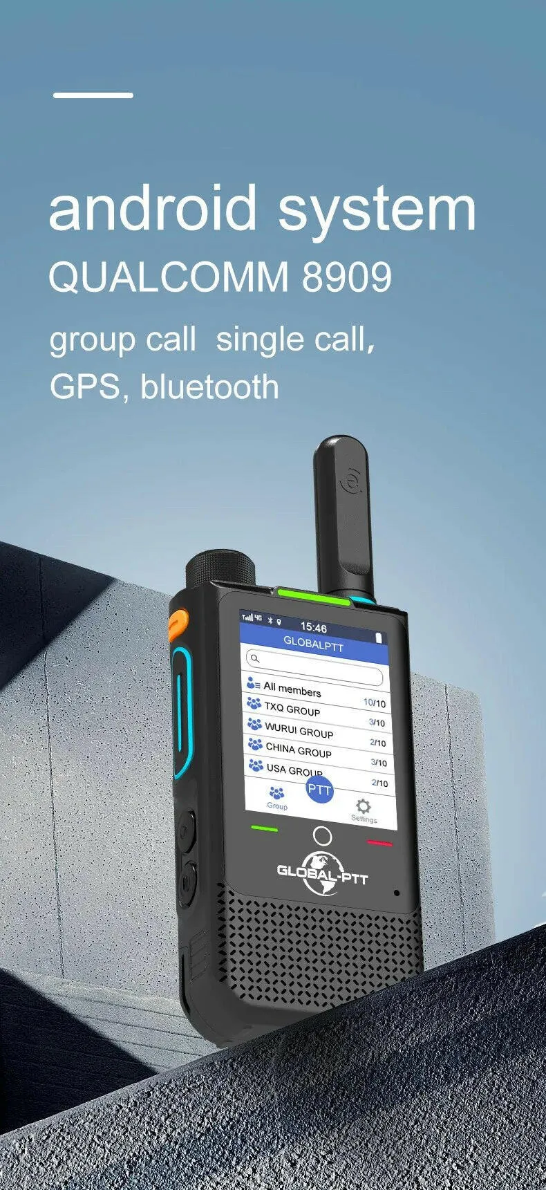 Smartphone android global-ptt MXpro walkie talkie radio mobile Cell phone zello long range Portable poc touch screen wifi GPS