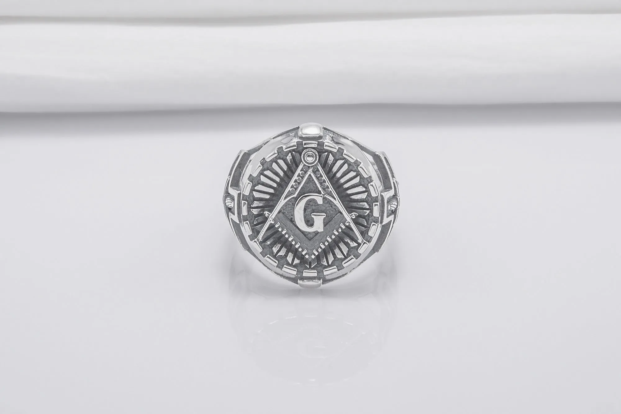 Square And Compasses Masonic Ring, Sterling Silver Handmade Jewelry