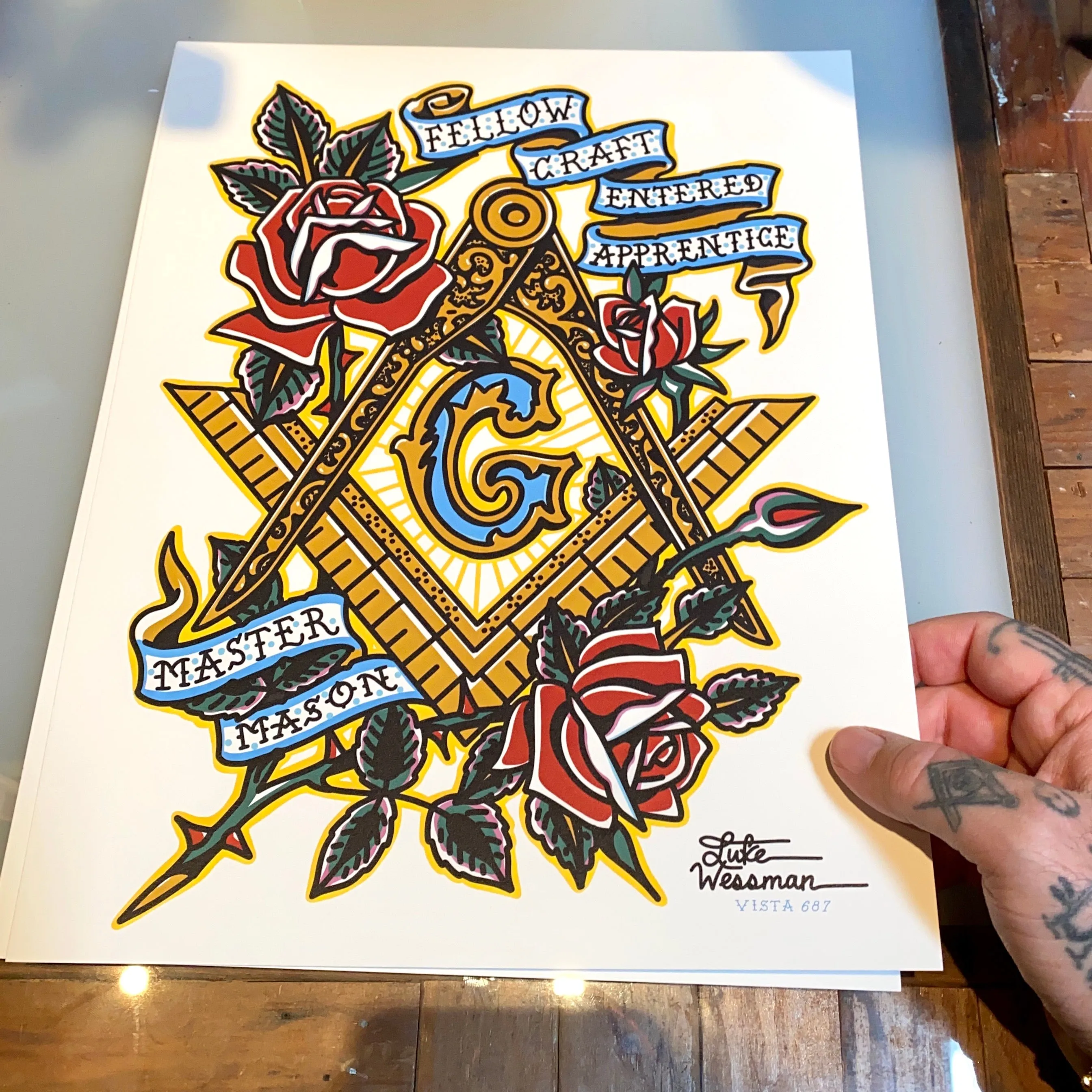 Square and Compasses Print