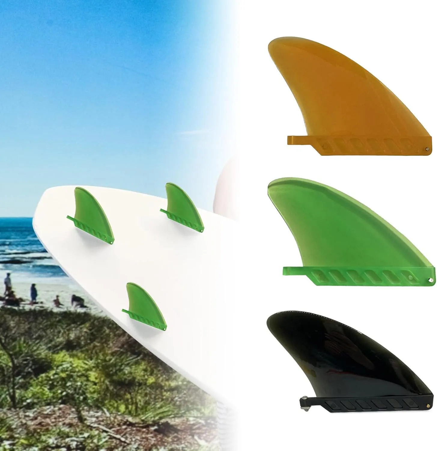 Surfboard Fin Replacement Soft Flexible Center Fin White Waters Fin for Inflatable Paddle Board Longboards Enduring