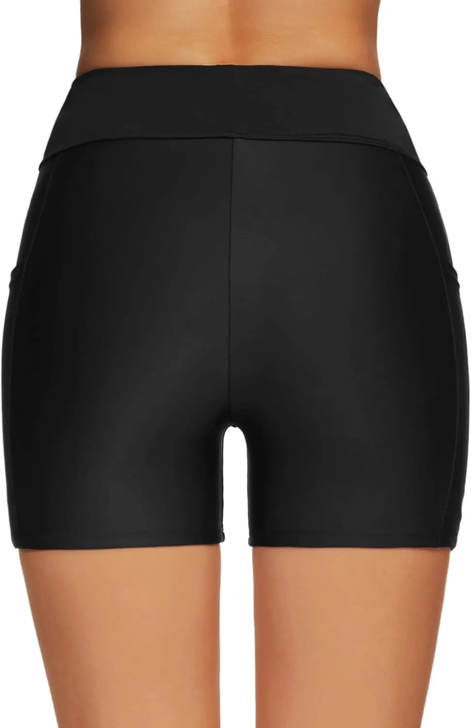 Tournesol Women's 4" Swim Shorts High Waisted Swimsuit Bottoms Cross Waist Bathing Suit Swimwear Boy Shorts with Pocket