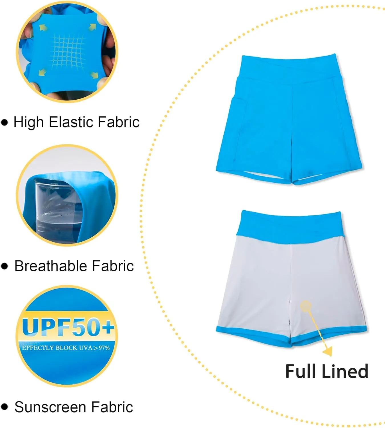 Tournesol Women's 4" Swim Shorts High Waisted Swimsuit Bottoms Cross Waist Bathing Suit Swimwear Boy Shorts with Pocket