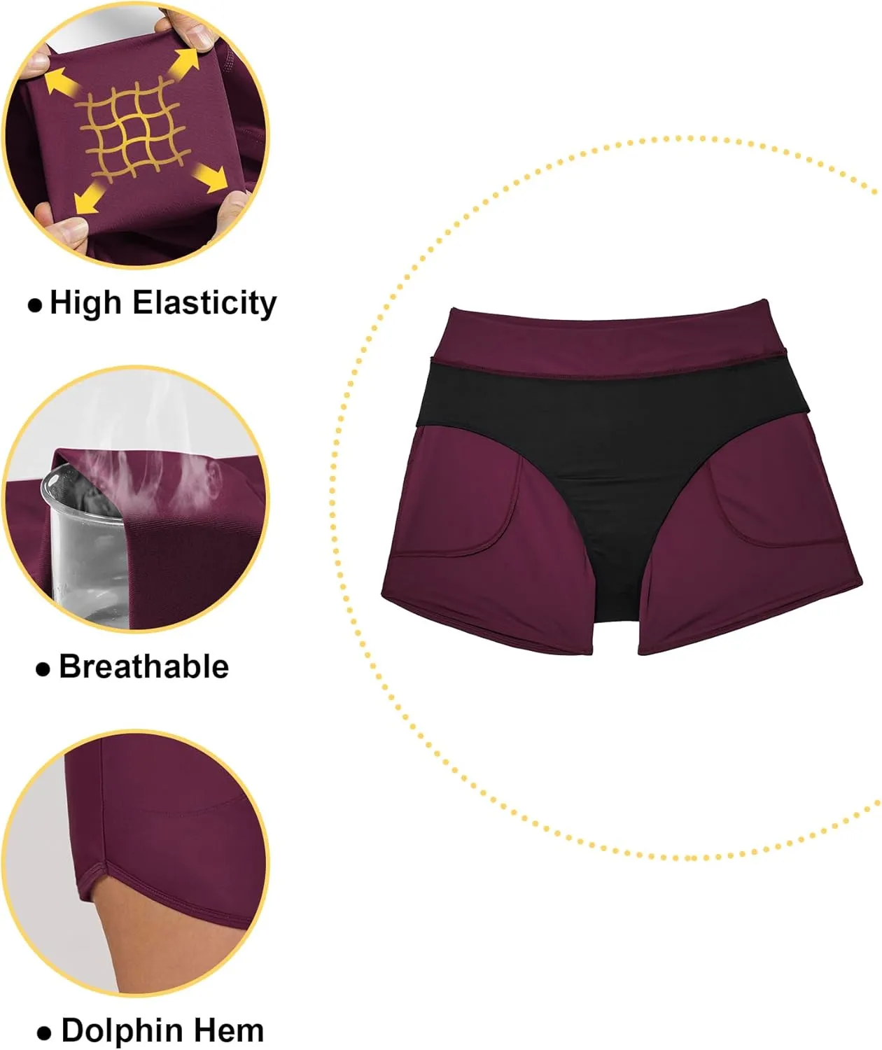 Tournesol Women's Plus Size Swim Shorts High Waisted Board Shorts UPF50  Bathing Suit Bottoms with Pockets 1X-5X