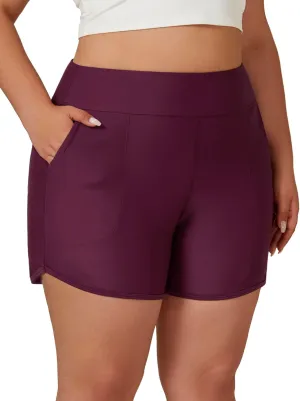 Tournesol Women's Plus Size Swim Shorts High Waisted Board Shorts UPF50  Bathing Suit Bottoms with Pockets 1X-5X