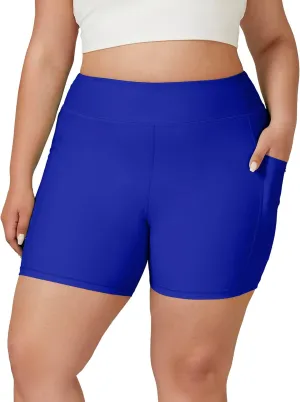 Tournesol Women's Plus Size Swim Shorts High Waisted Swimsuit Bottoms Tankini Boy Shorts Bathing Suit with Pocket