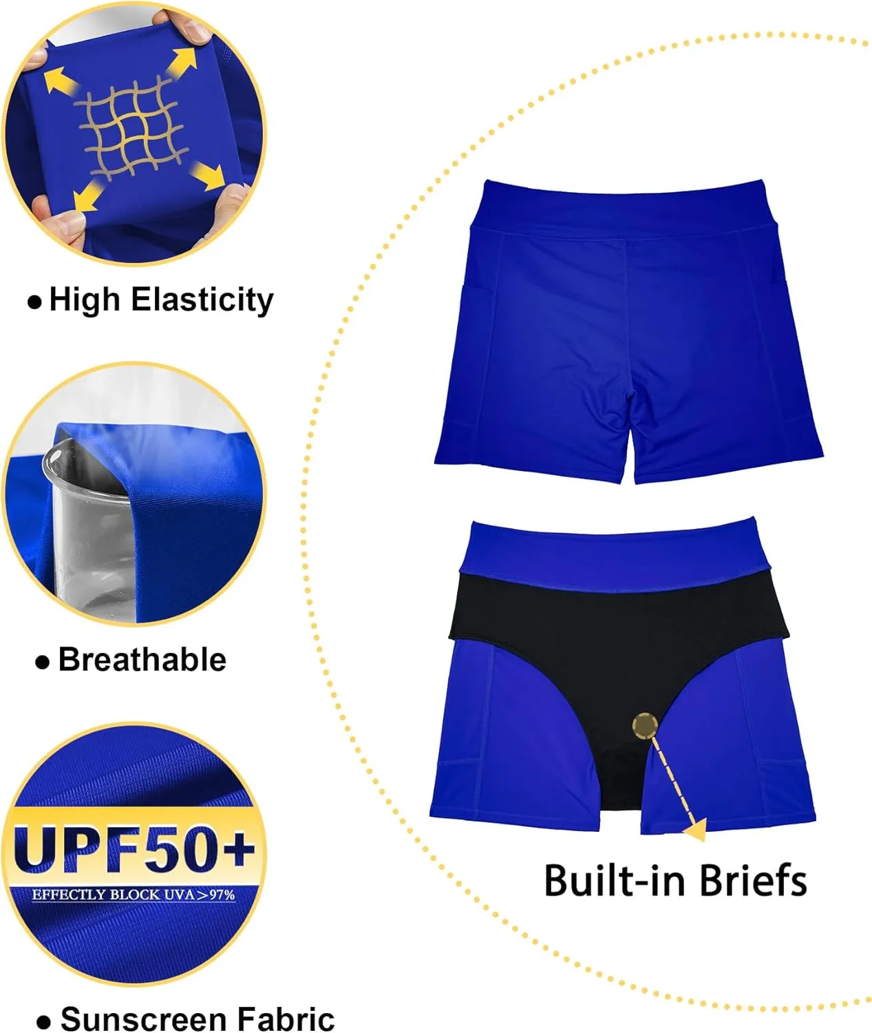 Tournesol Women's Plus Size Swim Shorts High Waisted Swimsuit Bottoms Tankini Boy Shorts Bathing Suit with Pocket