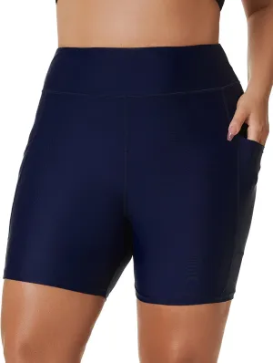 Tournesol Women's Plus Size Swim Shorts High Waisted Swimsuit Bottoms Tankini Boy Shorts Bathing Suit with Pocket
