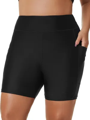 Tournesol Women's Plus Size Swim Shorts High Waisted Swimsuit Bottoms Tankini Boy Shorts Bathing Suit with Pocket