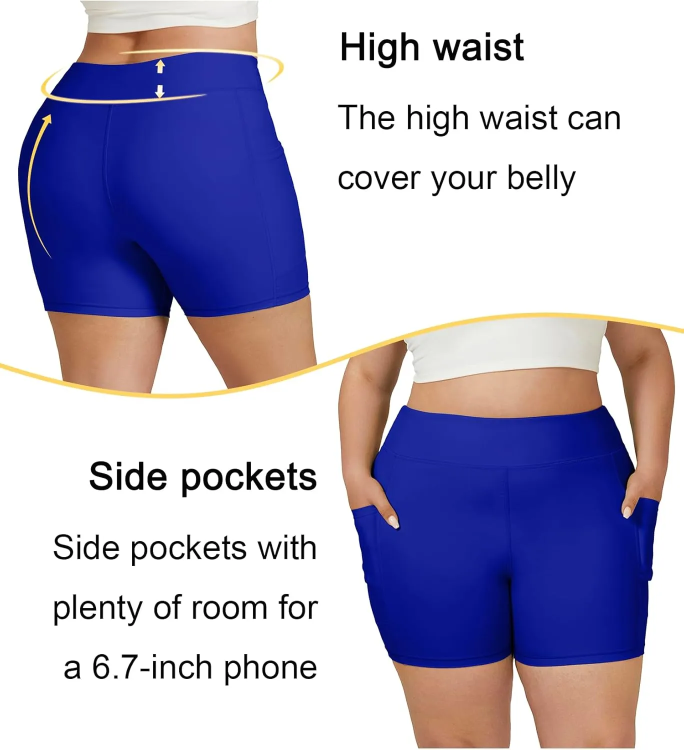 Tournesol Women's Plus Size Swim Shorts High Waisted Swimsuit Bottoms Tankini Boy Shorts Bathing Suit with Pocket