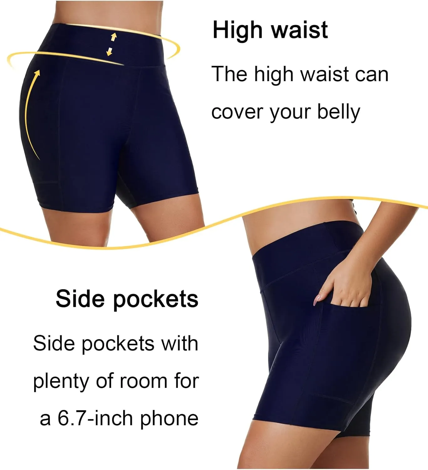 Tournesol Women's Plus Size Swim Shorts High Waisted Swimsuit Bottoms Tankini Boy Shorts Bathing Suit with Pocket