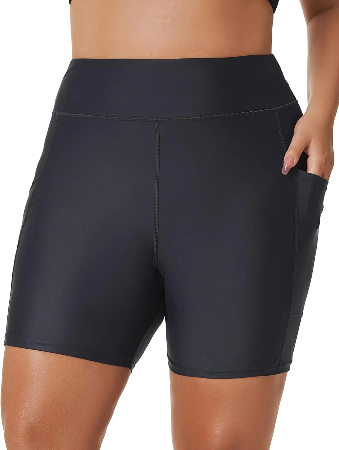 Tournesol Women's Plus Size Swim Shorts High Waisted Swimsuit Bottoms Tankini Boy Shorts Bathing Suit with Pocket