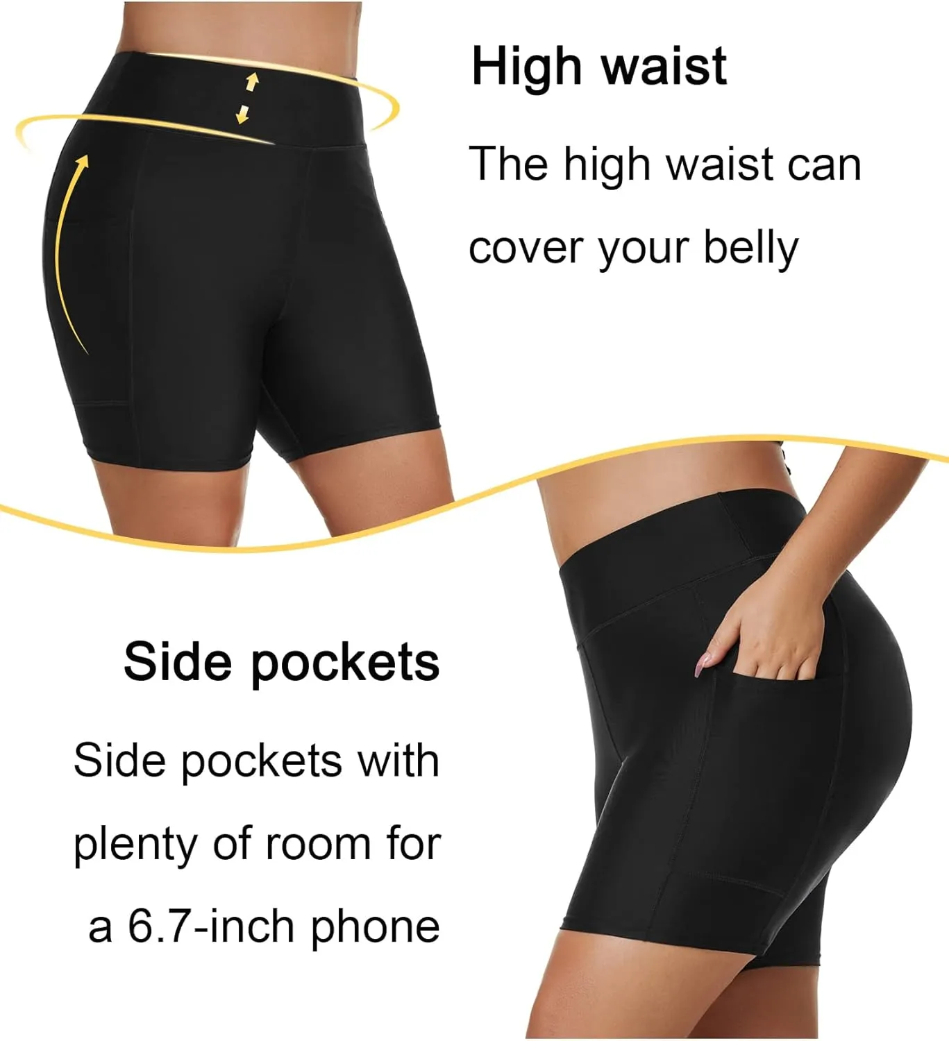 Tournesol Women's Plus Size Swim Shorts High Waisted Swimsuit Bottoms Tankini Boy Shorts Bathing Suit with Pocket