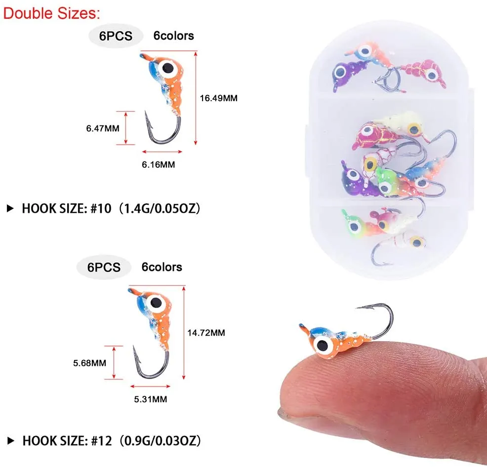 Ultimate Glow-in-the-Dark Ice Fishing Jig Set - Perfect for Panfish Adventure!