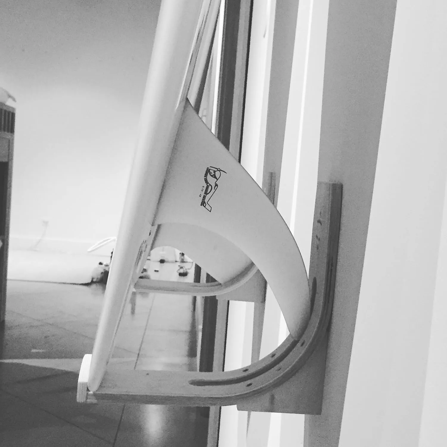 Vertical wood surfboard wall display rack