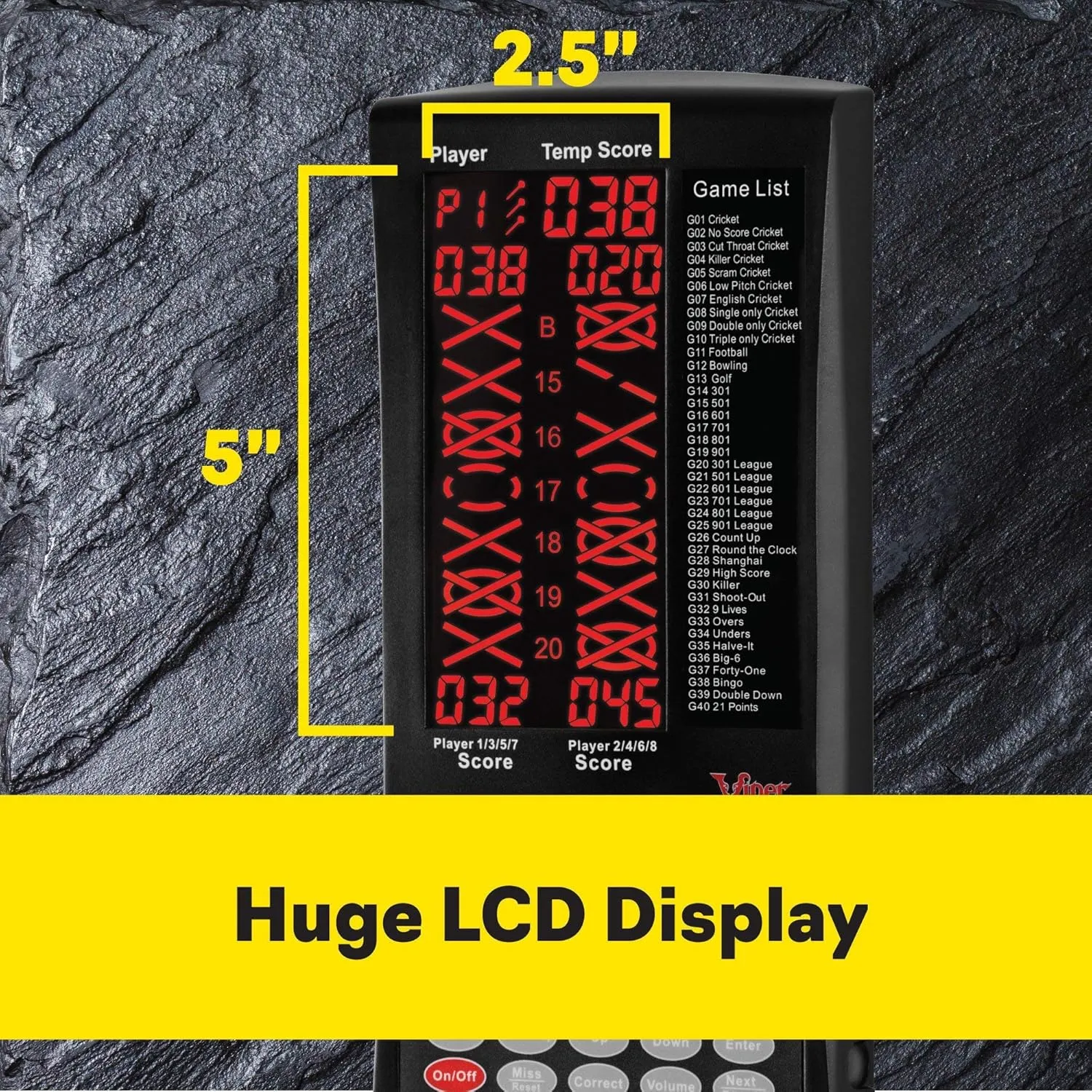 Viper ProScore Digital Dart Scorer Electronic Dartboard Scoreboard for Up to 8 Players, with 40 Games and 655 Game Options, Including Cricket and X01