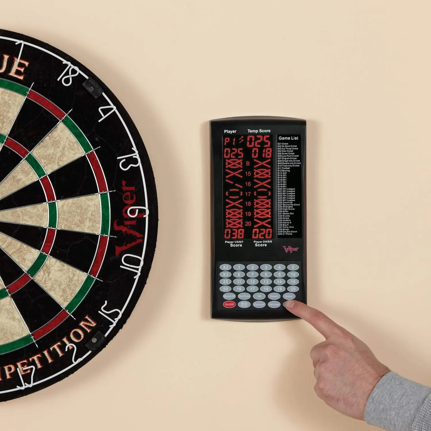 Viper ProScore Digital Dart Scorer Electronic Dartboard Scoreboard for Up to 8 Players, with 40 Games and 655 Game Options, Including Cricket and X01