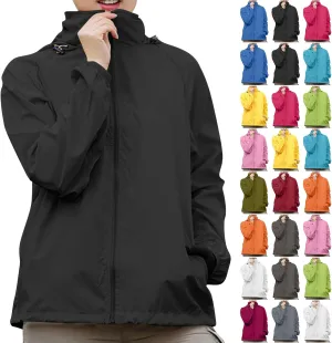 Womens Rain Jacket with Hood Lightweight Waterproof Raincoat Windbreaker Jackets Solid Color Packable Rain Coats